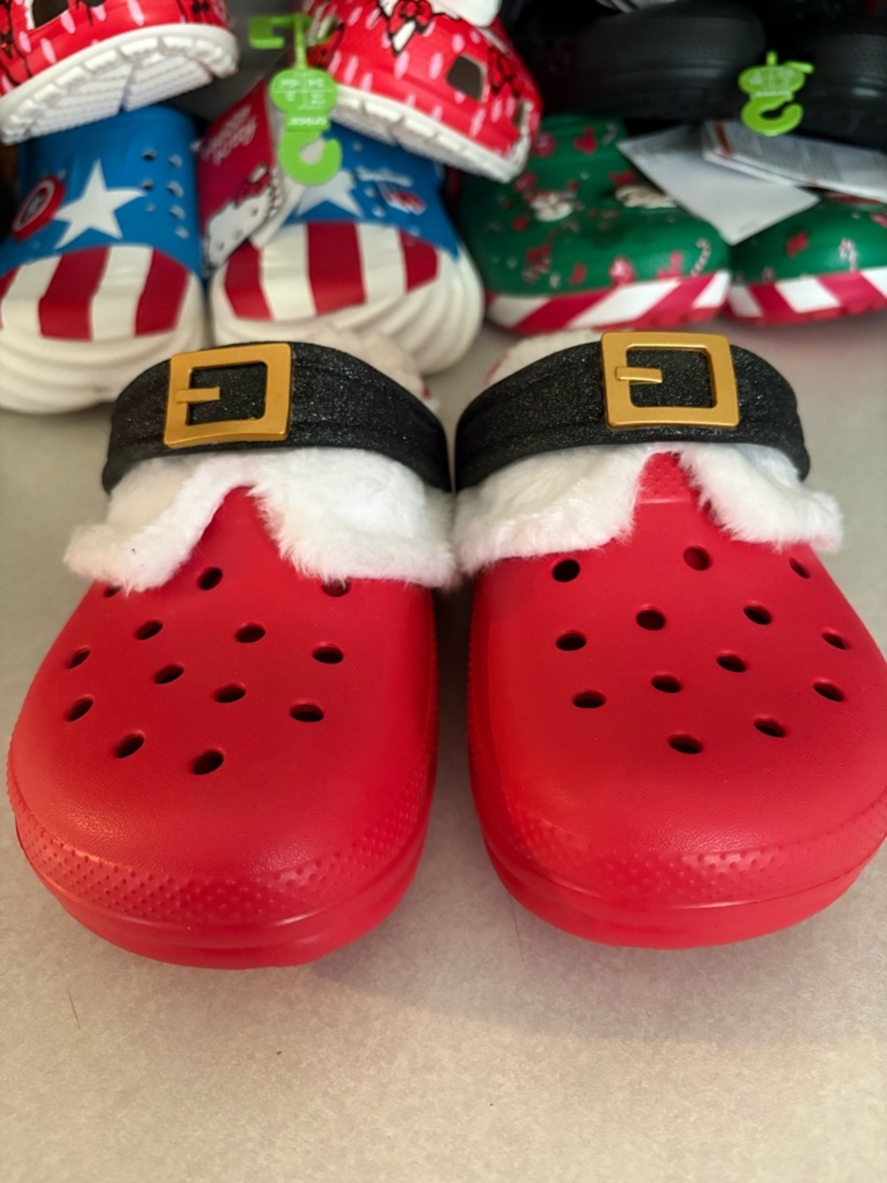 Santa Clog Slip-Ons with Faux Fur Trim